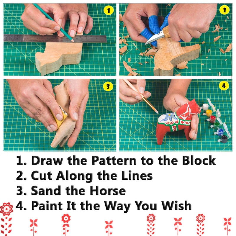 BeaverCraft Wood Carving Kit with Whittling Knife & Basswood - Whittling Set DIY 02 Dala Horse - Hobbies for Adults and Teens - Wood Carving Tools - Hobby Gifts - Image 4